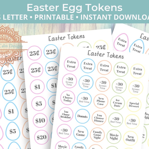 Printable Easter Egg Tokens