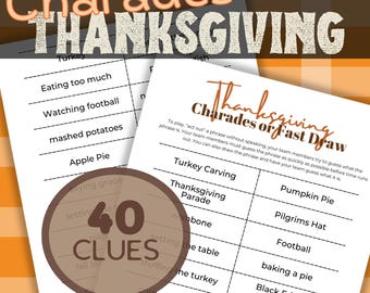Thanksgiving Charades, Fast Draw, Thanksgiving game for family, Friendsgiving Game