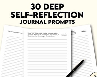 30 SELF-REFLECTION Prompts & Inspirational Quotes: Funny, Prompted Journaling for Self Awareness and Understanding | Printable PDF Download
