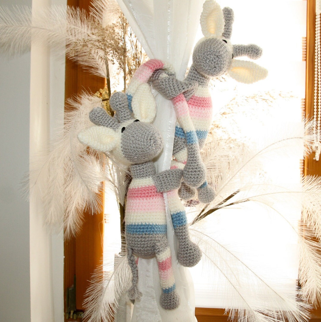 Giraffe Safari Curtain Tie Backs Crochet Cute Nursery Etsy