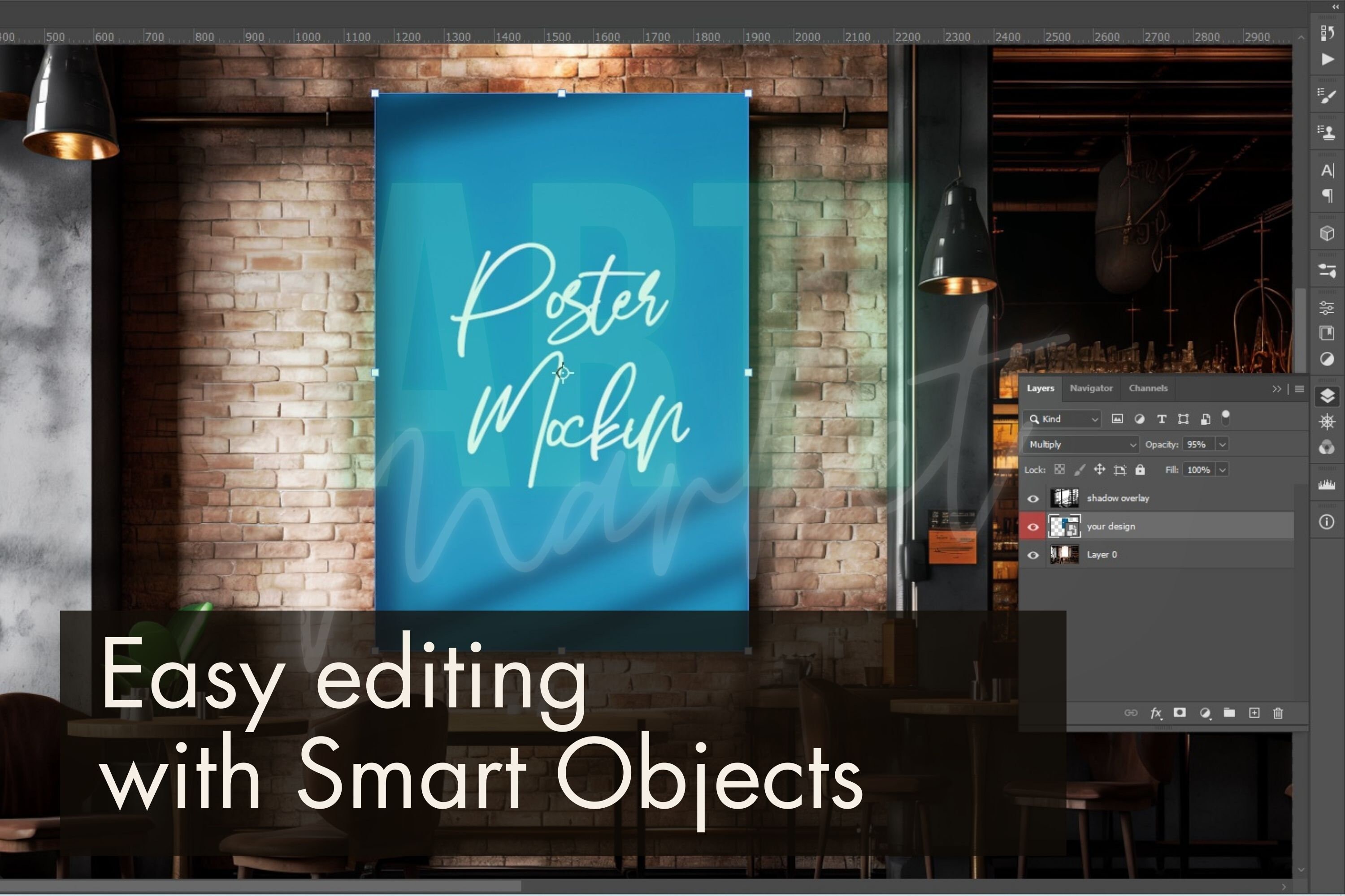 Loft Interior Poster Mockup, Poster Mockup Bundle, Bar Interior Wall ...