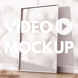 Video Mockup Frame, Minimal Thin Wood Frame, Wood Frame Mockup Animated PSD Vertical Frame 2:3 Ratio, Shadows overlay, 2x3 8x12 White Frame