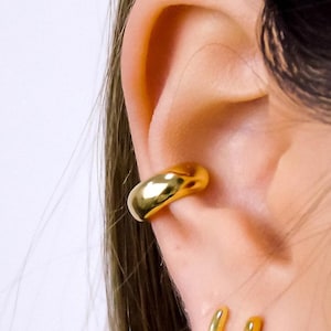 Orecchini grossi in argento semplice, orecchini non forati, orecchini ear cuff in oro, piercing finto in argento