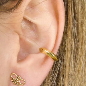 Pendientes Gruesos, Pendientes Ear cuff de Oro, Piercing falso de Plata, Pendiente sin perforación