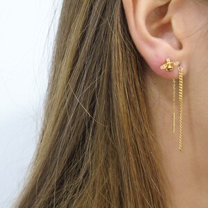 Threader earrings gold, Chain dangle, Cartilage earrings, Drop earrings, Long threader earrings