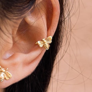 Orecchino a forma di ape, Orecchino senza foro, Orecchino in oro, Orecchino in argento