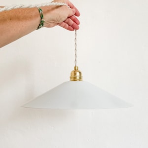 White enameled sheet metal pendant light