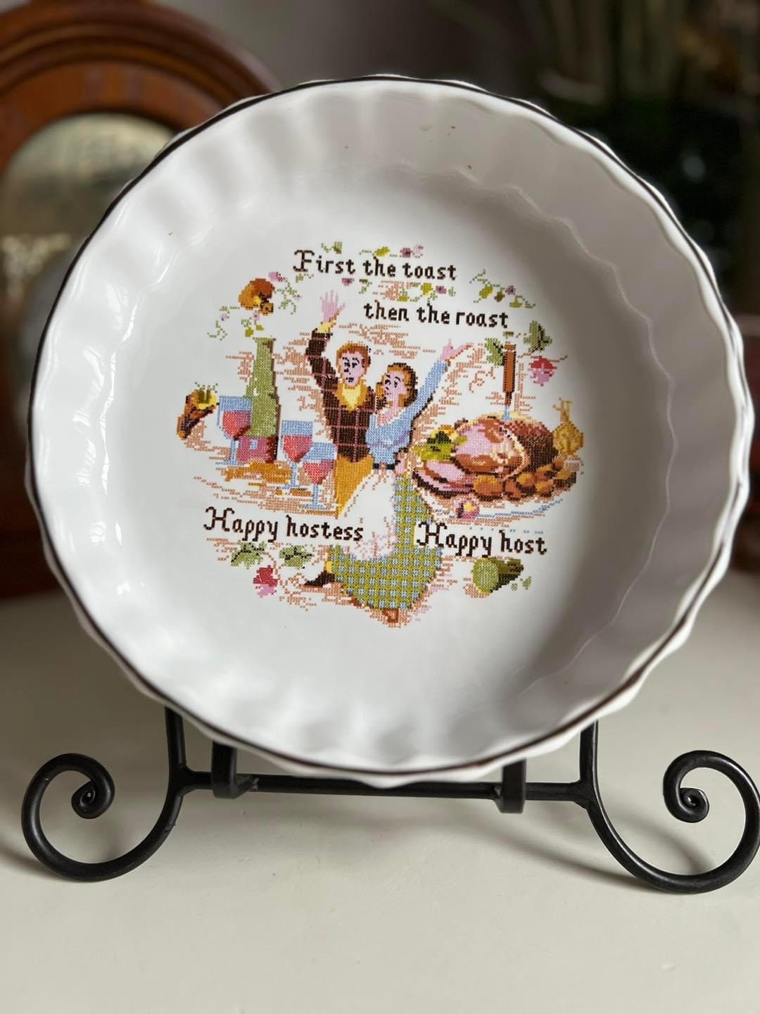 England Ashley Ceramics Pie Serving Dish HAPPY HOST HOSTESS Etsy