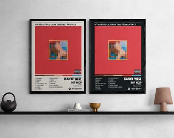 Kanye West - My Beautiful Dark Twisted Fantasy - Album Poster - Digital Download - Poster Download - Wall Art - Black & White