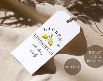 Custom Limoncello Tags, Wedding Limoncello Favor Tags, Italian Wedding Lemons Tags, Gift Tag