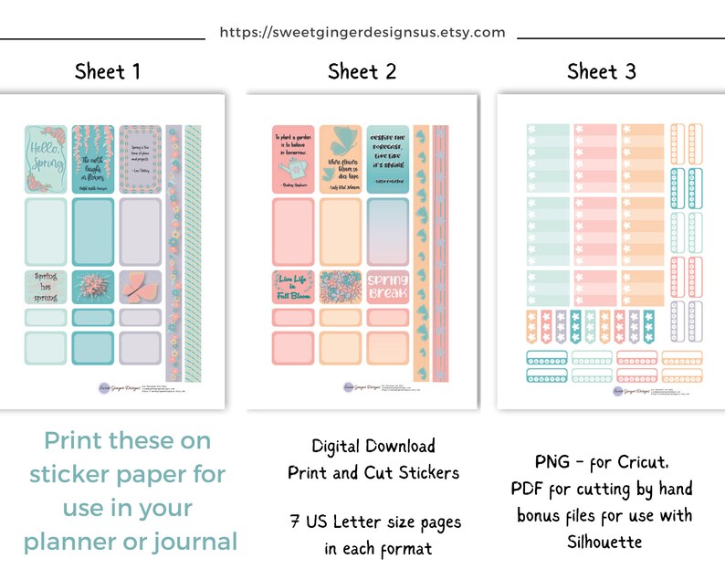 Printable Spring Planner Stickers With Functional and Decorative ...