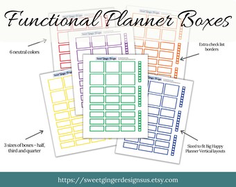 Planner Stickers: Functional Planner Boxes for Larger Planners (Digital Download)