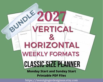 2027 Printable Planner Bundle | Classic HP | Vertical & Horizontal | 2-Page Weekly Spread PDF