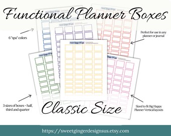 Classic Happy Planner Stickers: Colorful Planning Boxes (Digital Download)