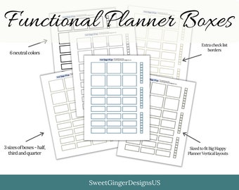 Planner Stickers: Neutral Functional Boxes for Larger Planners (Digital Download)