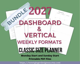 2027 Printable Planner Bundle | Classic HP | Dashboard & Vertical | 2-Page Weekly Spread PDF