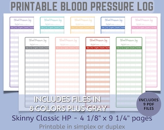 Printable Blood Pressure Tracking Log for Skinny Classic Happy Planners, Binders and Journals