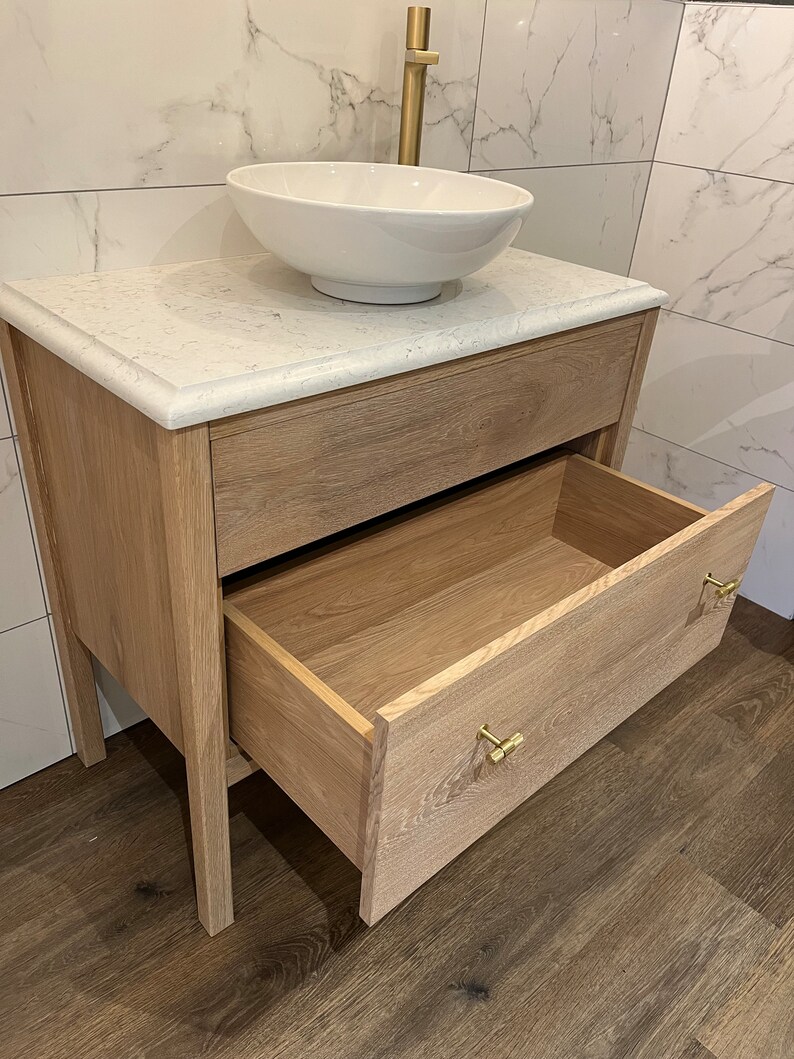 Oak Vanity Unit With Silestone Top Etsy UK
