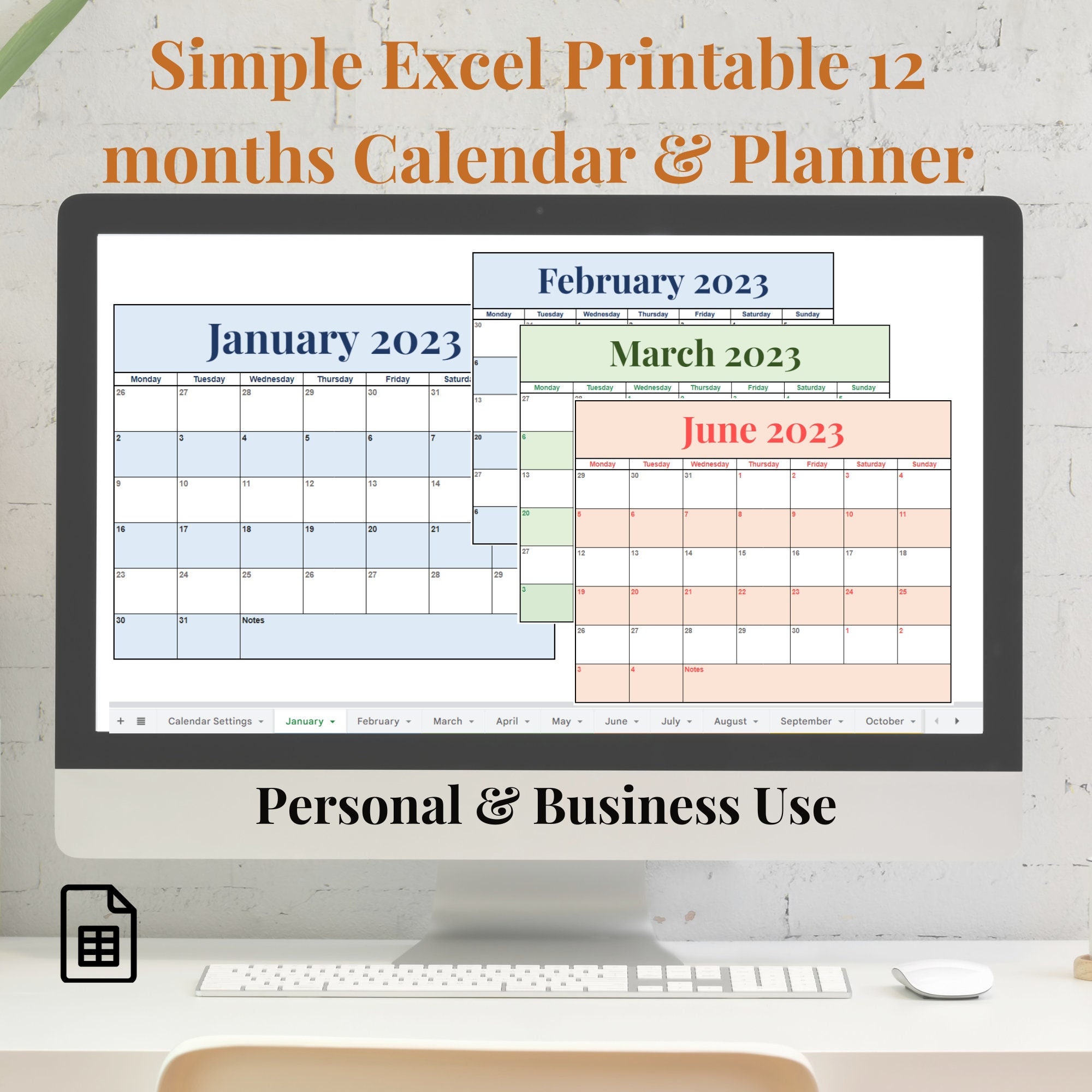 calendar-spreadsheet-google-sheets-monthly-calendar-task-planner-spreadsheet-minimalist-planner-printable-calendar-etsy