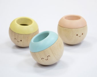 Luxurious Set of Three Wooden Pastel Sensory Tumbling Balls