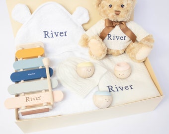 Premium Luxurious Personalised Baby Shower Cashmere Playtime New Baby Gift Set