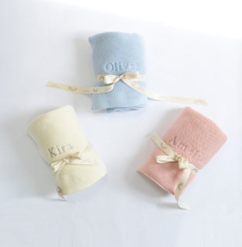 Luxurious Personalised Organic Cotton Baby Blanket image 1