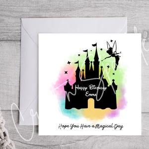 Biglietto di buon compleanno Disney / Biglietto per lui / Biglietto per lei / Biglietto personalizzato / Minnie e Topolino / Castello Disney / Disneyland / Walt Disney