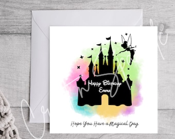 Disney Geburtstagskarte | Karte für Ihn | Karte für Sie | Personalisierte Karte | Minnie & Micky | Disneyschloss | Disneyland | Walt Disney