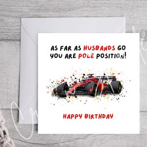 Tarjeta Fórmula 1 / Tarjeta F1 / Coche de Carreras / Ferrari / Tarjeta Personalizada / Fórmula Uno / Tarjeta de Feliz Cumpleaños / Aniversario / Para él / Para ella