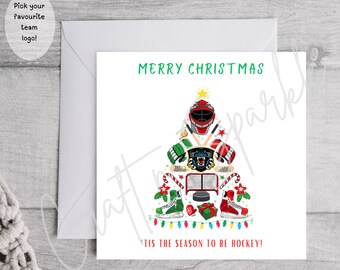 Personalised Christmas Ice Hockey card | Personalised Card | Sports Card | Unique Holiday Card | Fun Christmas Greeting for Hockey Fans