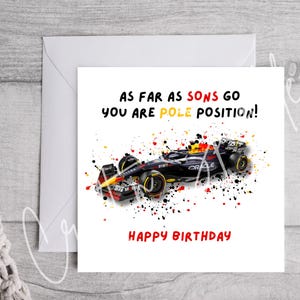 Tarjeta Fórmula 1 / Tarjeta F1 / Coche de Carreras / Red Bull / Tarjeta Personalizada / Fórmula Uno / Tarjeta de Feliz Cumpleaños / Aniversario / para él / para ella