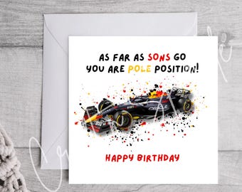 フォーミュラ 1 カード | F1 カード | レーシングカー | レッドブル | パーソナライズ カード | フォーミュラ 1 | 誕生日おめでとうカード | 記念日 | 男性向け | 女性向け