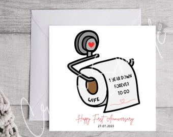 Kaart 1 jaar jubileum | Gepersonaliseerde jubileumkaart | Eenjarig jubileum | Kaart voor hem | Kaart voor haar