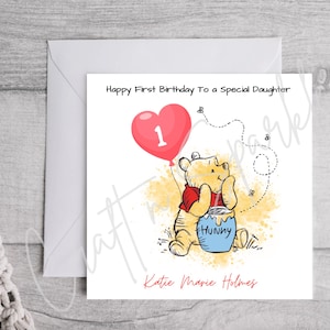 Winnie Puuh Geburtstagskarte personalisiert | Disney-Karte |  Personalisierte Karte | Niedlich | 1 Geburtstag | Alter Karte | Einzigartige Karte | Disney-Liebhaber