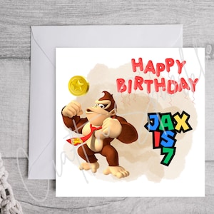 Donkey King Birthday Card | Personalised Card | Age Card | Family | Super Mario | Card for him | Card for her | Mario Bros