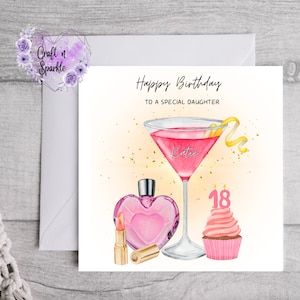 Carte de joyeux anniversaire, carte pour elle, carte personnalisée, jolie, maquillage, carte d'âge, famille, anniversaire