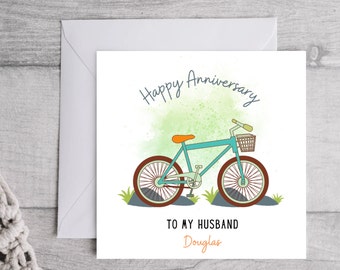 Happy Birthday Card, Card for him, Card for her, Bike Card, Bicycle Personalised Card, Happy Anniversary, Anniversary Card