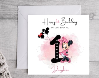 Happy Birthday Card, Card for him, Card for her, Personalised Card, Mickey Mouse, Minnie Mouse, Disney, Age Card, Family