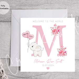 Personalisierte neue Baby Mädchen Karte | Geburtsankündigung mit Statistik | Benutzerdefinierte Baby Mädchen Karte für neue Eltern | Neugeborenes Andenken