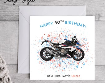 Alles Gute zum Geburtstagkarte, Karte für ihn, Karte für sie, Motorrad-Karte, Motorrad, Biker-Karte, personalisierte Karte, Vatertag, Vatertags-Karte