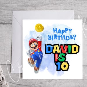 Super Mario Birthday Card | Personalised Card | Age Card | Family | Nintendo Mario | Card for him | Card for her | Mario Bros
