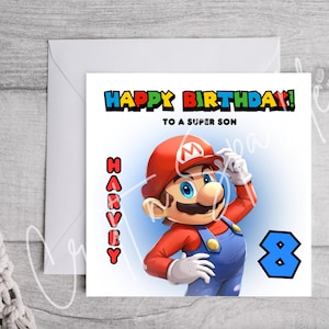Super Mario Birthday Card | Personalised Card | Age Card | Family | Nintendo Mario | Card for him | Card for her | Mario Bros