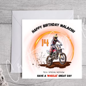 Carte de voeux de vélo de terre de joyeux anniversaire | Motocross acrobatique | pour les enfants, les garçons et les amateurs d'aventure | Carte d'anniversaire personnalisée | Passionné de vélo