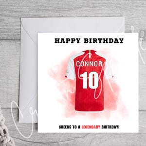 Cartão de aniversário do Arsenal | Cartão de futebol | Cartão personalizado | Cartão de aniversário personalizado | Cartão de esportes | Para ele | Para ela | Arsenal FC