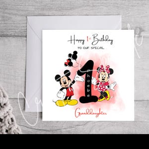 Carte d'anniversaire Mickey | Carte d'anniversaire Minnie Mouse | Disney | carte d'âge | Famille | Carte de joyeux anniversaire | Carte personnalisée