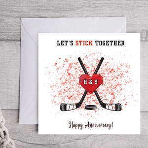 Tarjeta de aniversario de hockey sobre hielo, tarjeta de hockey sobre hielo de boda, tarjeta personalizada, tarjeta de aniversario personalizada, tarjeta deportiva, genial, para él, para ella,