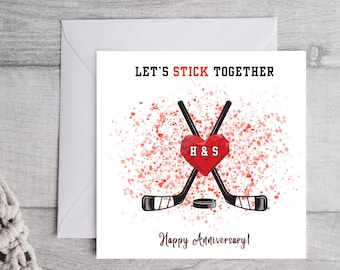 Anniversary Ice Hockey card, Wedding Ice Hockey card, Personalised Card, Personalised Anniversary Card, Sports Card, Cool, For Him, For Her,