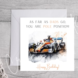 Formule 1-kaart | F1-kaart | Racewagen | McLaren | McLaren Racing |  Gepersonaliseerde kaart | Formule 1 | Gelukkige verjaardagskaart | Jubileumkaart