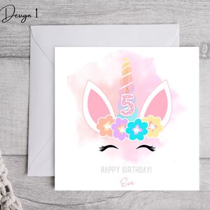 Carte d'anniversaire licorne, carte pour elle, carte personnalisée, licorne, magie, mignonne, carte d'âge, famille, joyeux anniversaire, carte d'anniversaire