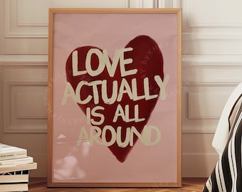 Love Actually Is All Around Love Letter Print: Homely Vintage Style Wall Art, Trendy Unique Gifts Physical Print